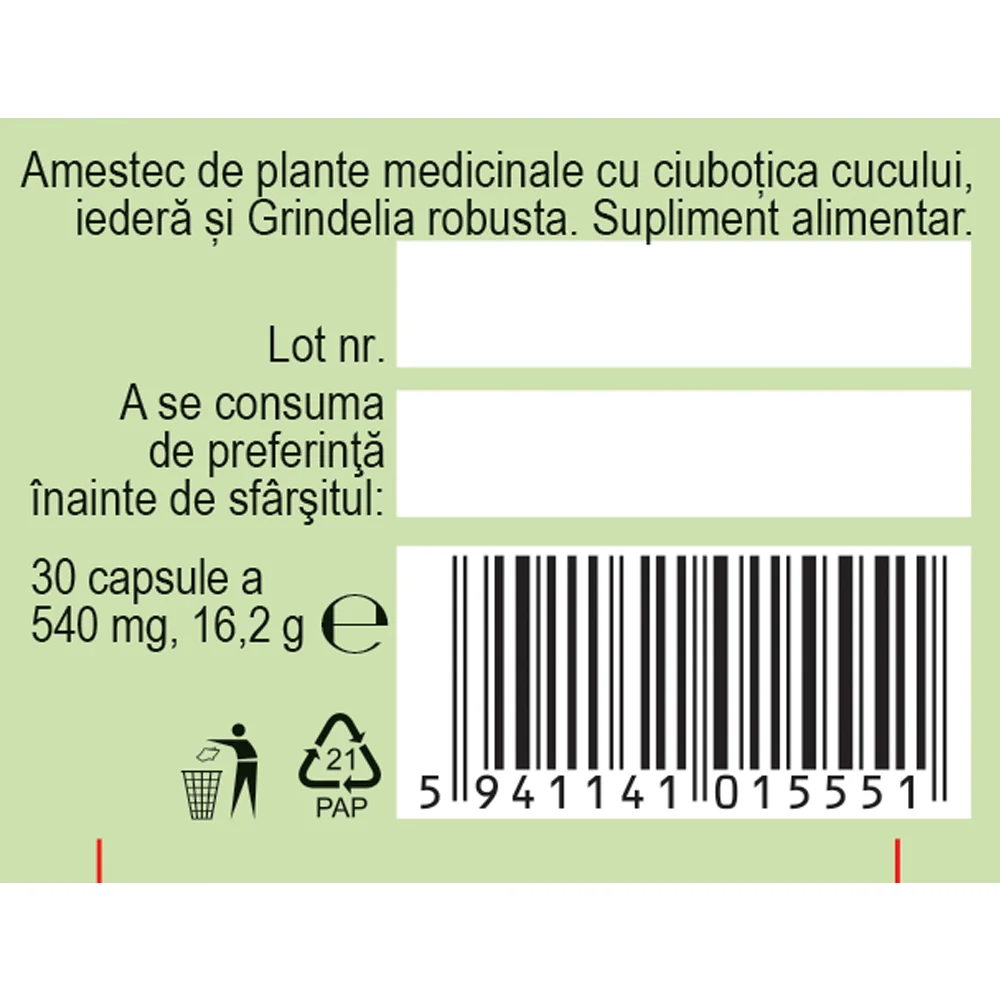 Plantusin Tuse Productiva, 30 capsule, Fares