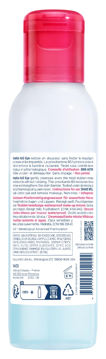 Apa micelara bifazica pentru ochi si buze Sensibio H2O, 125ml, Bioderma 