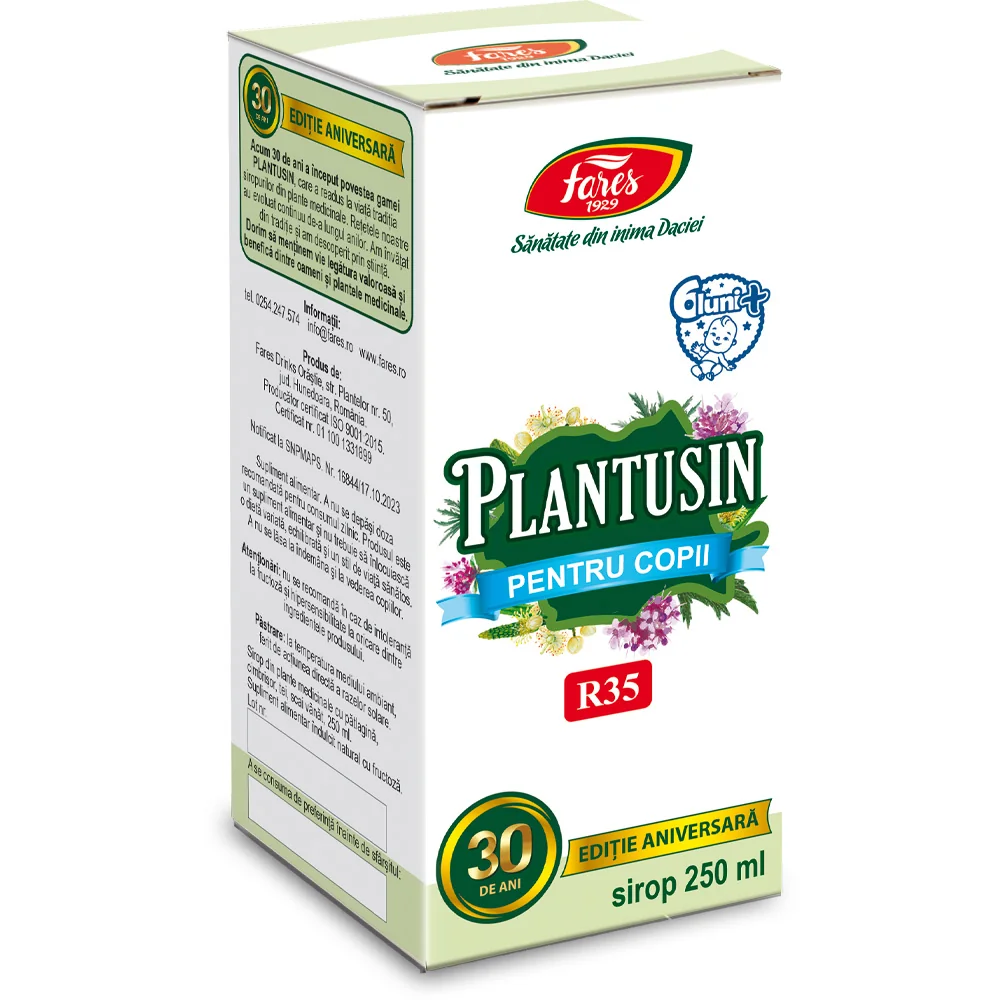 Sirop pentru copii Plantusin, 250ml, Fares