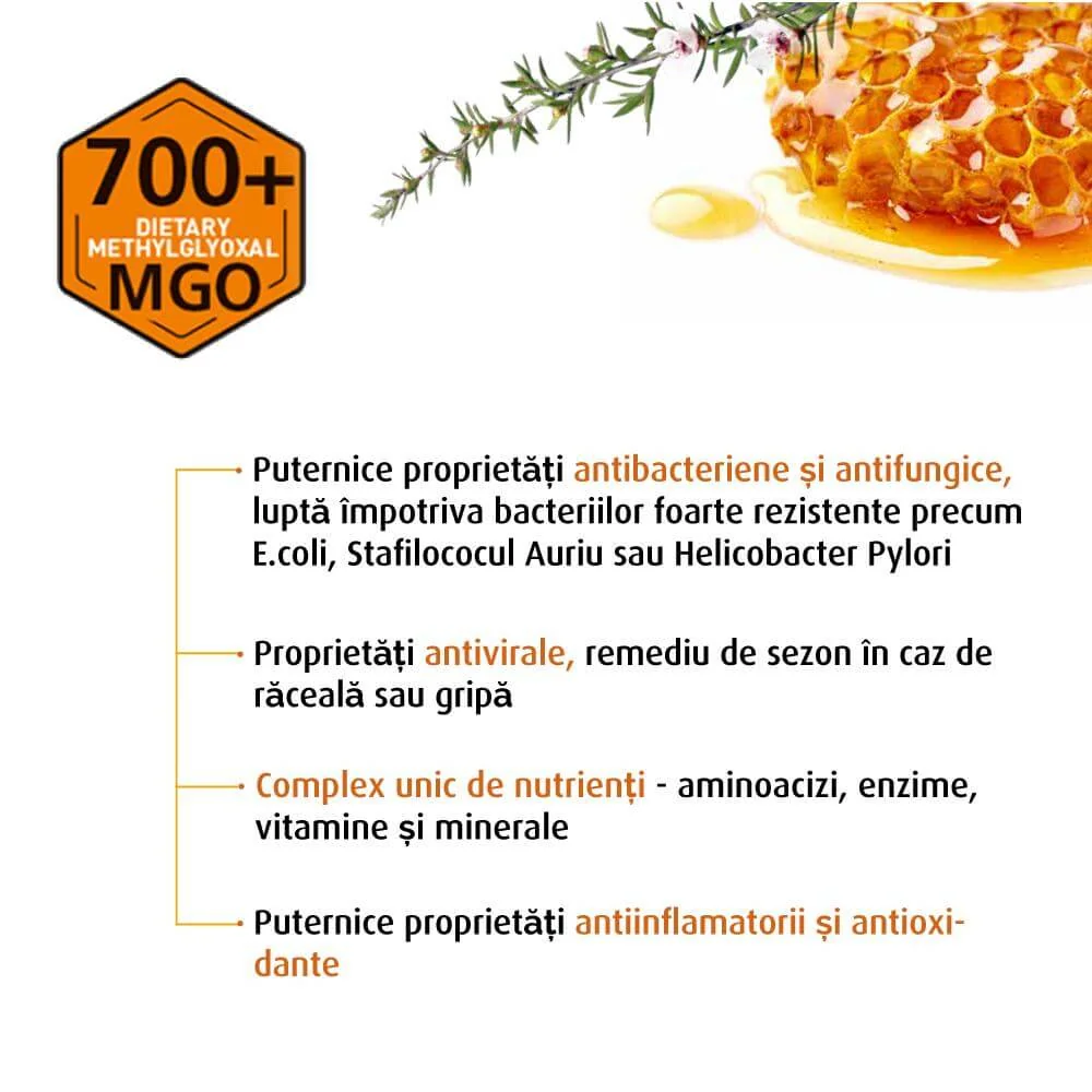 Miere de Manuka MGO 700+ naturala din Noua Zeelanda, 250g, Manuka Lab