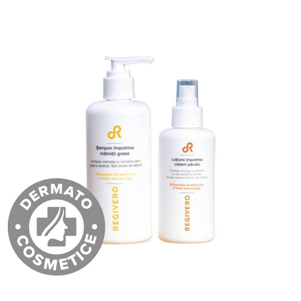 Pachet pentru ingrijirea parului anti-matreata Sampon 250ml + Lotiune 150ml, Regivero
