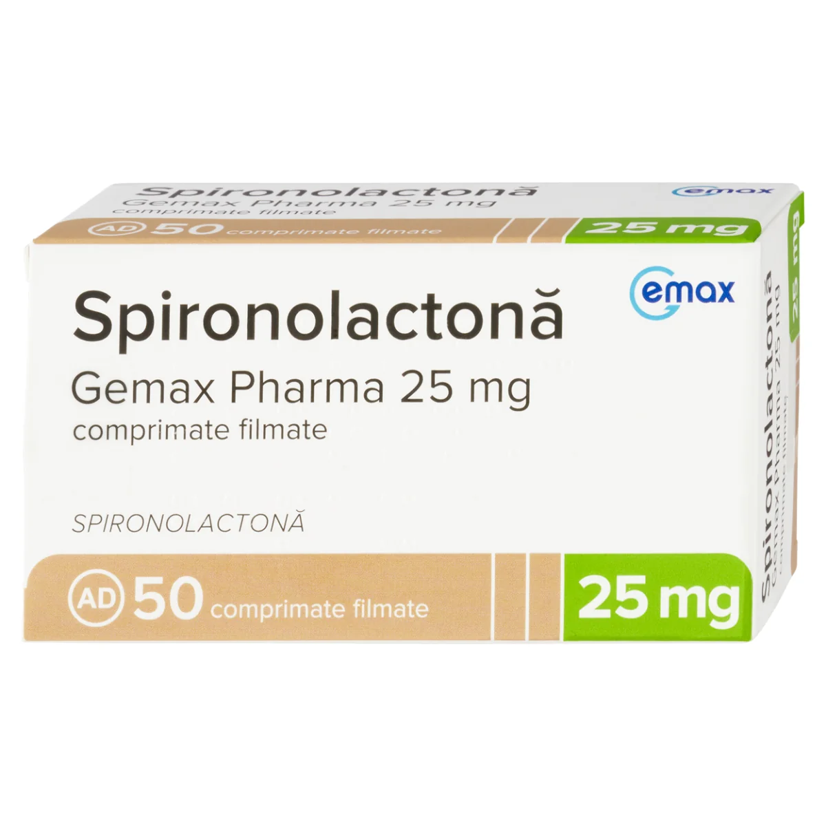 Spironolactona 25mg, 50 comprimate filmate, Gemax
