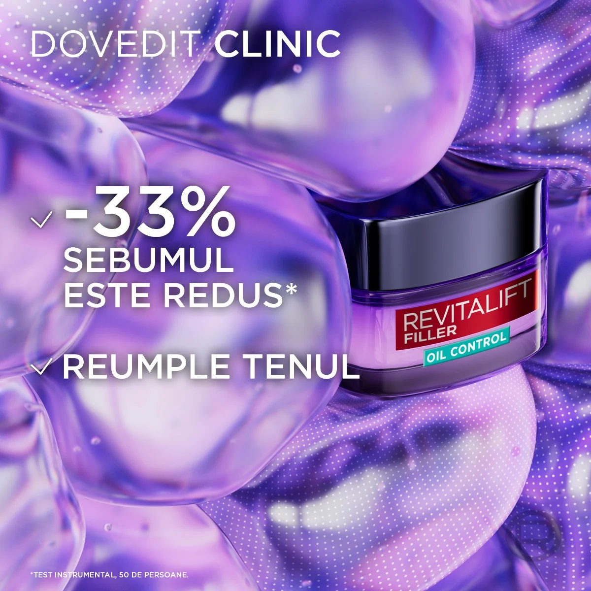 Crema matifianta cu acid hialuronic Revitalift Filler, 50ml, L'Oreal Paris