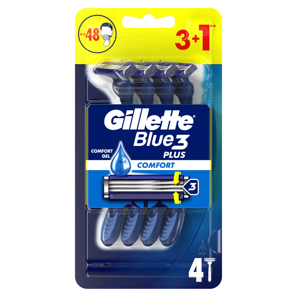 Set aparate de ras de unica folosinta Blue3, 4 bucati, Gillette