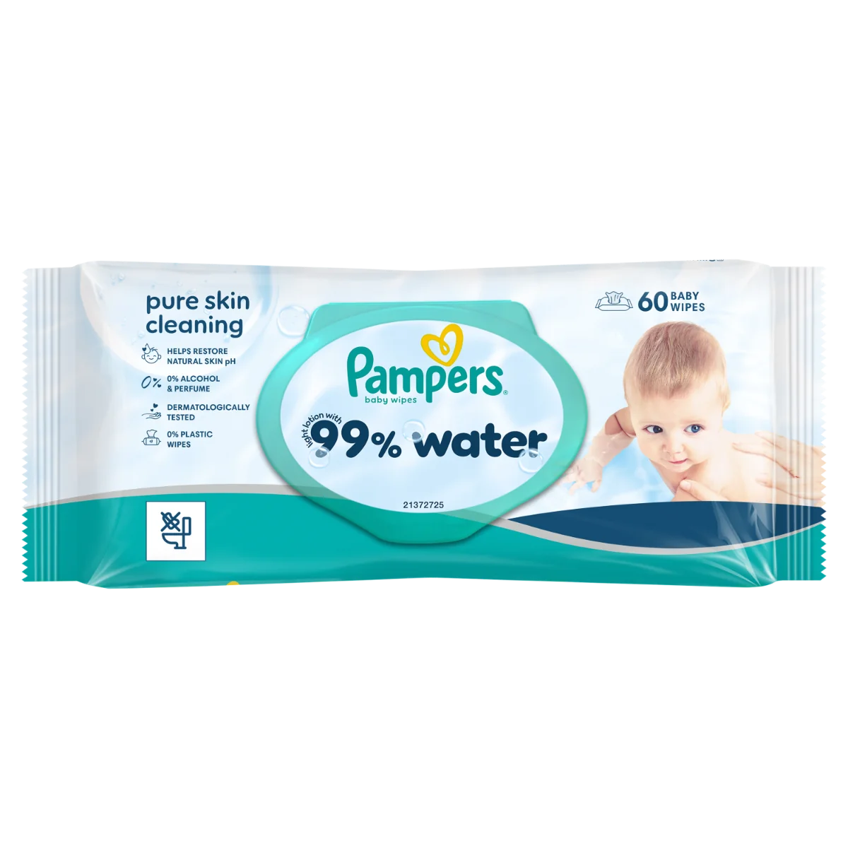 Servetele umede 99% apa cu lotiune usoara, 60 bucati, Pampers 