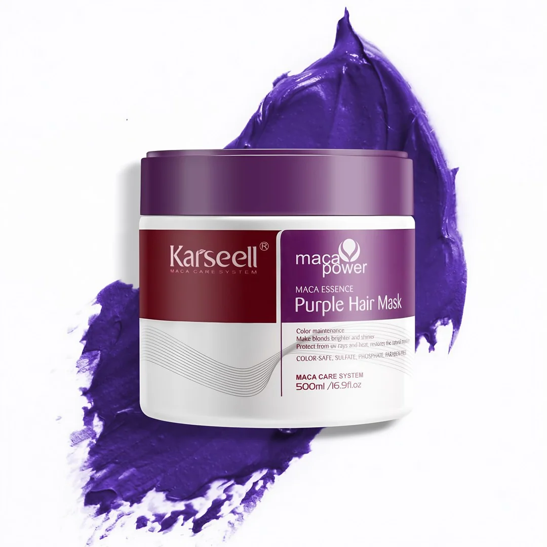 Masca pentru par blond Maca Essence Purple, 500ml, Karseell