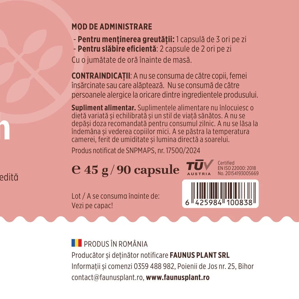 Capsule pentru arderea grasimilor si reducerea apetitului Prosilueth, 90 capsule, Faunus Plant