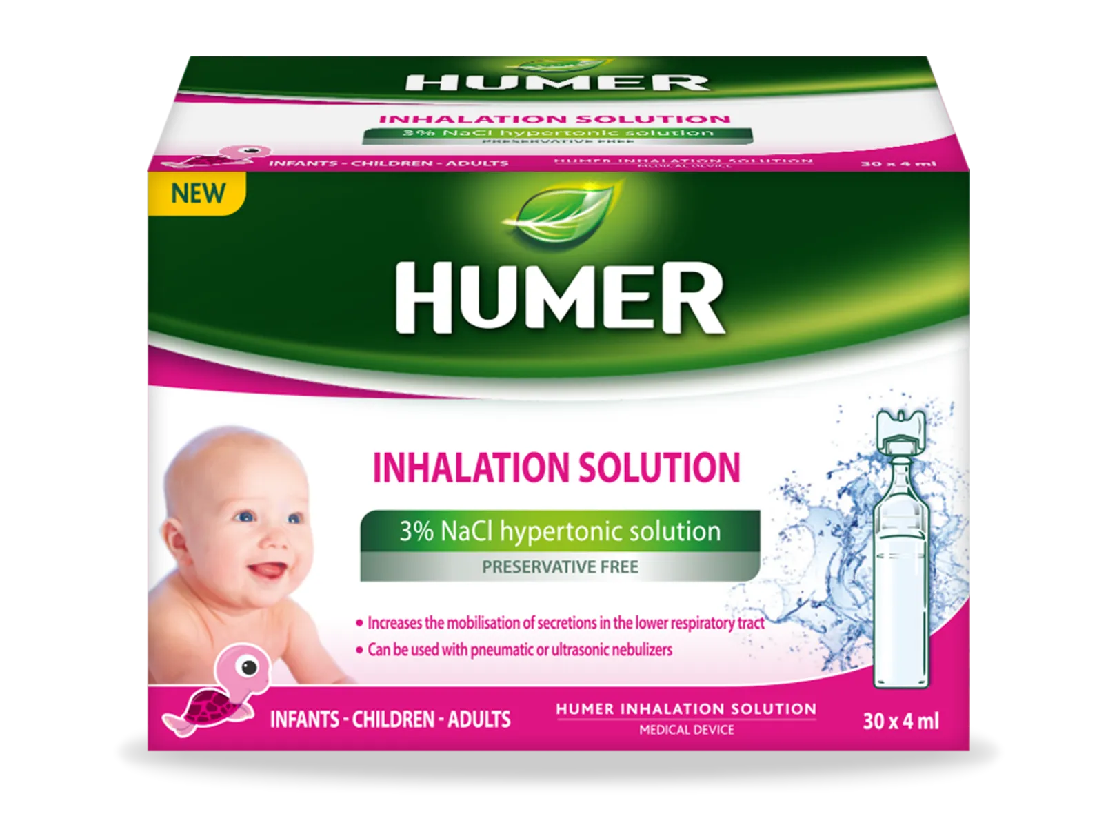 Solutie hipertonica inhalator 3%, 30 x 4ml, Humer 