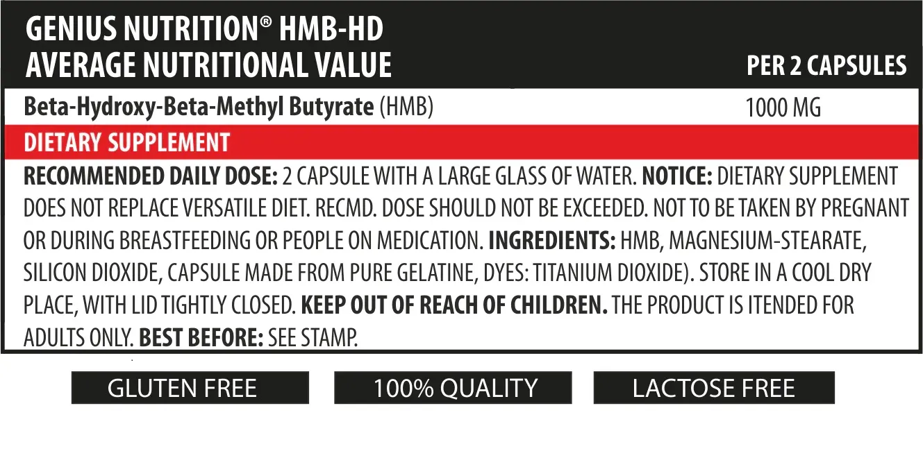 Aminoacizi HMB-HD, 90 capsule, Genius Nutrition 