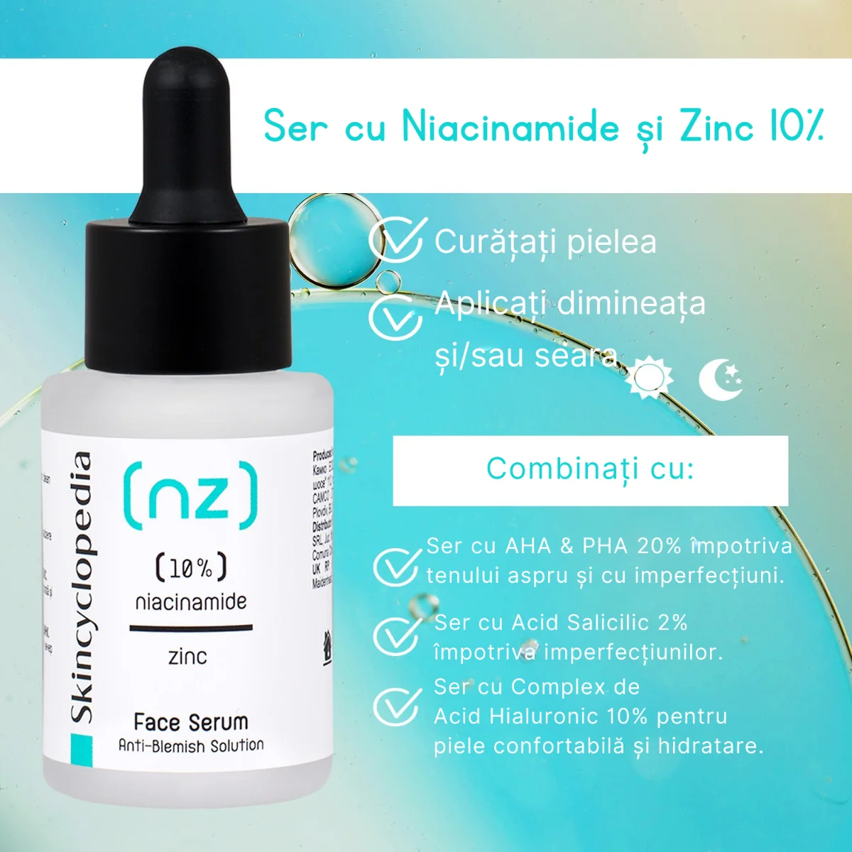 Ser facial cu 10% niacinamida + 1% zinc, 30ml, Skincyclopedia