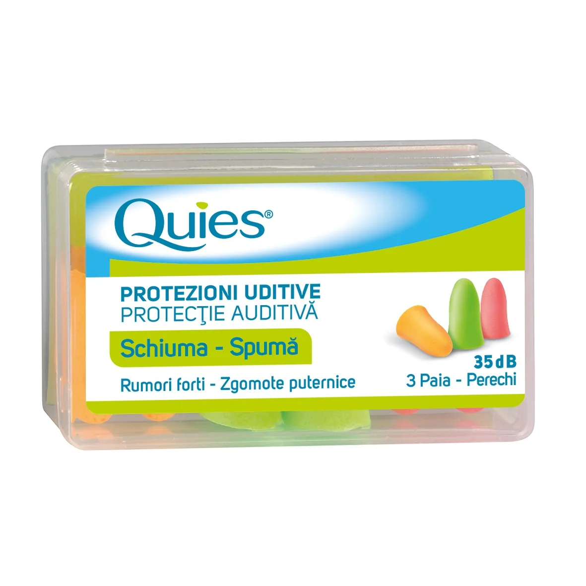 Dopuri de urechi din spuma colorata, 6 bucati, Quies