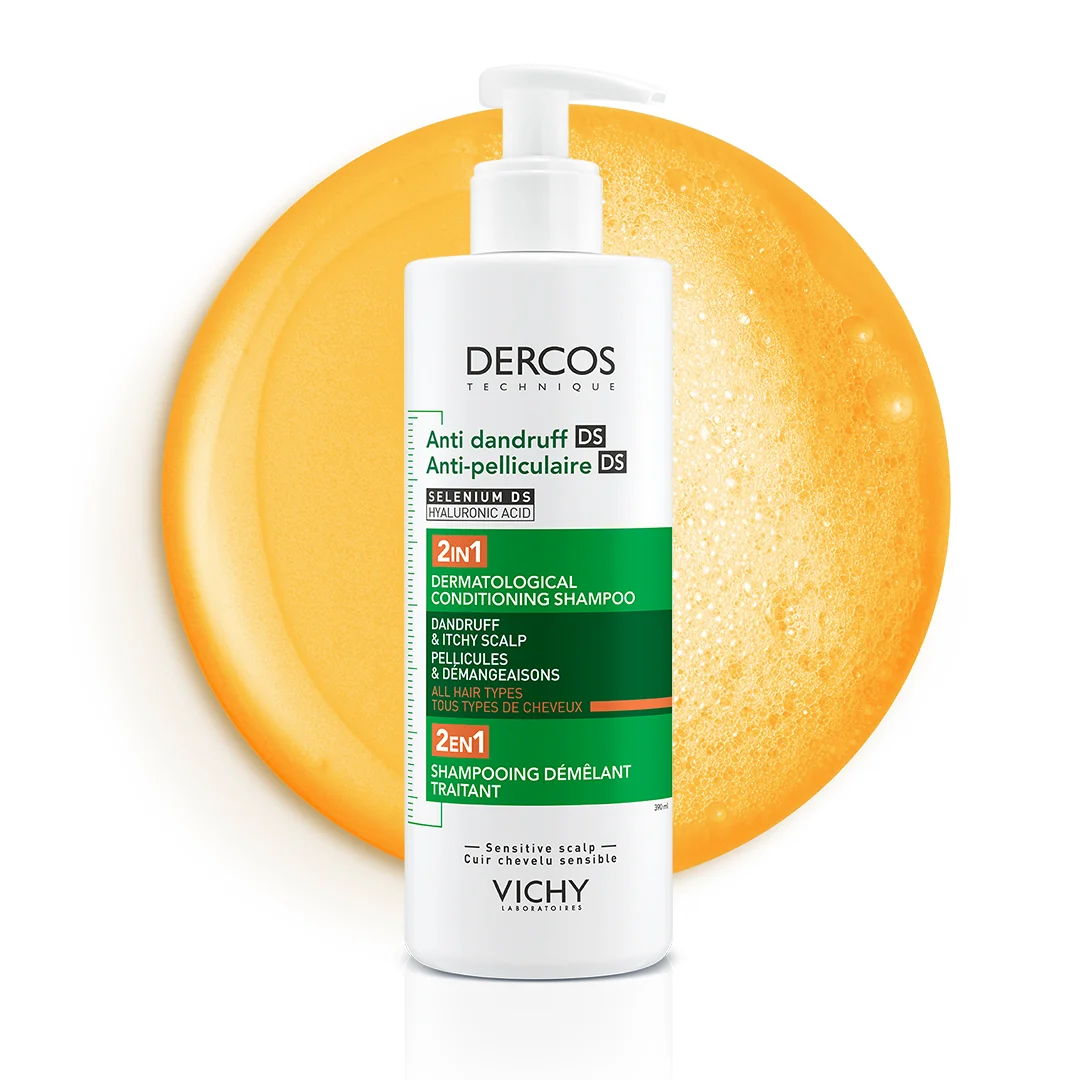 Sampon si balsam 2 in 1 anti-matreata pentru toate tipurile de par Dercos, 390ml, Vichy