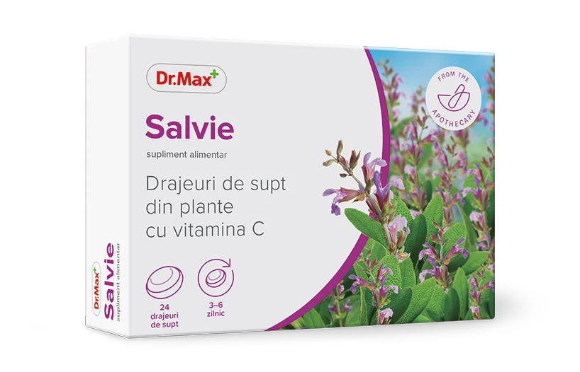 Dr. Max Drajeuri din plante cu salvie si vitamina C, 24 drajeuri