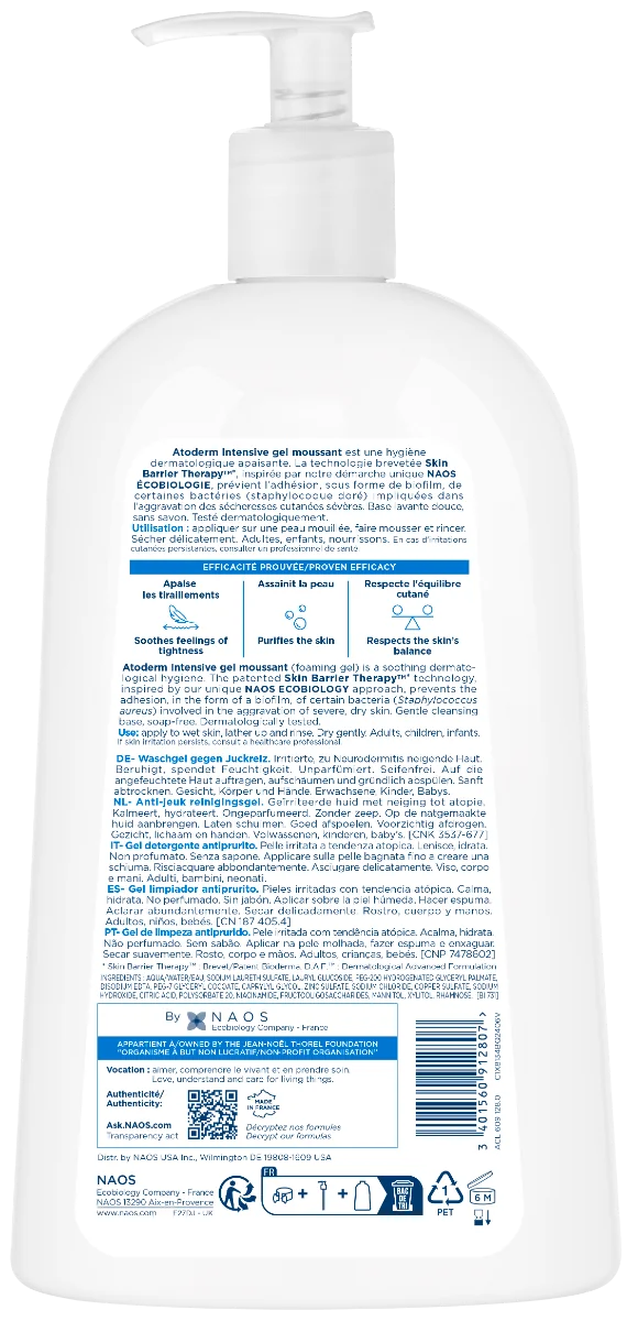 Gel spumant Atoderm Intensive, 1000ml, Bioderma 