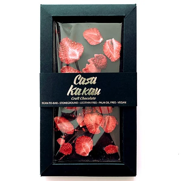 Ciocolata artizanala cu capsuni, 70g, Casa Kakau
