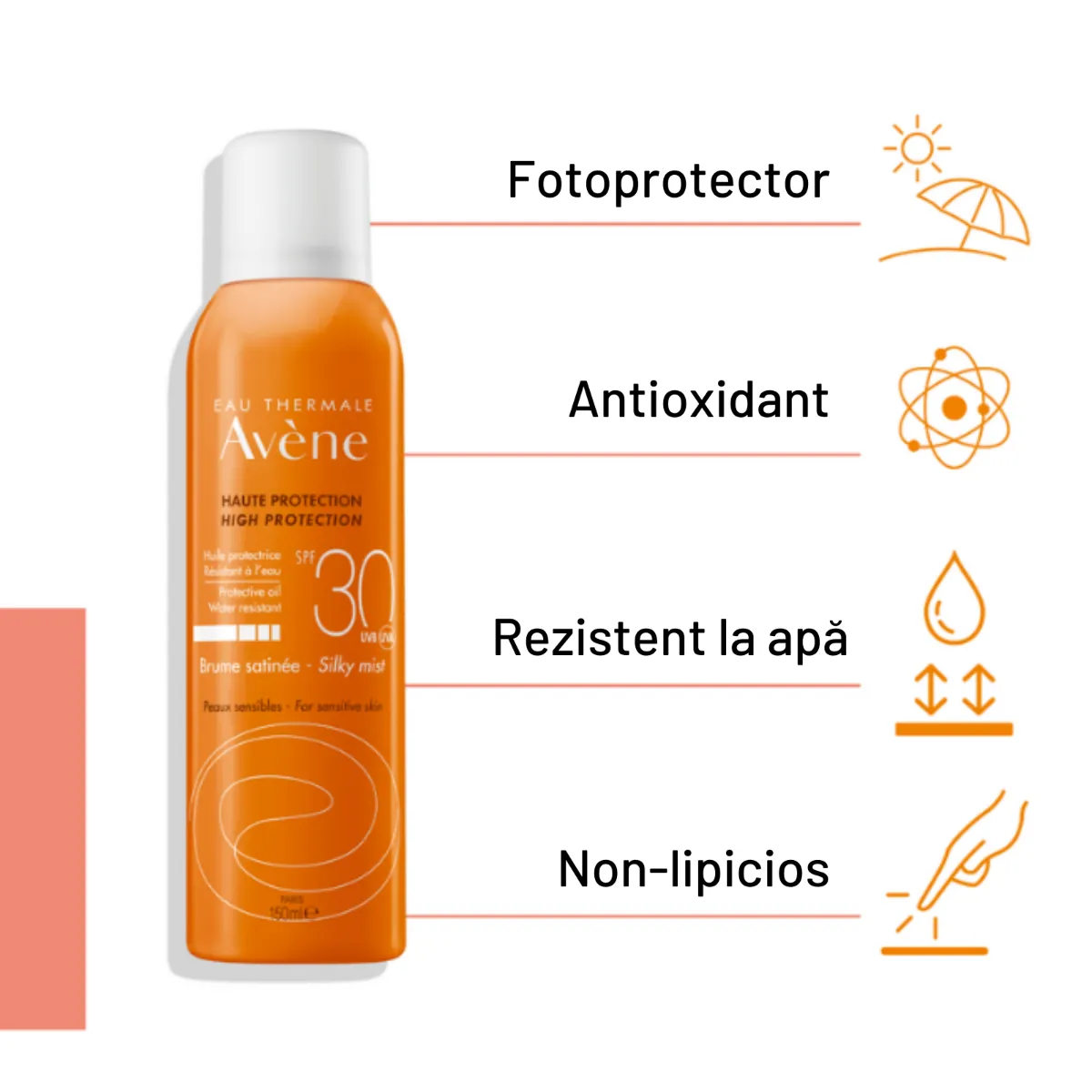 Ulei protectie solara Sun Care Mist SPF30, 150ml, Avene 