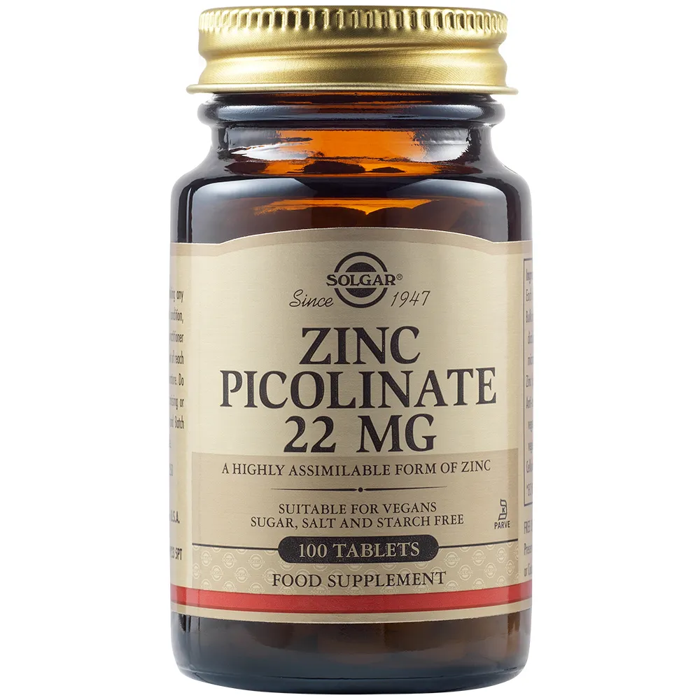 Picolinat de zinc 22mg, 100 tablete, Solgar