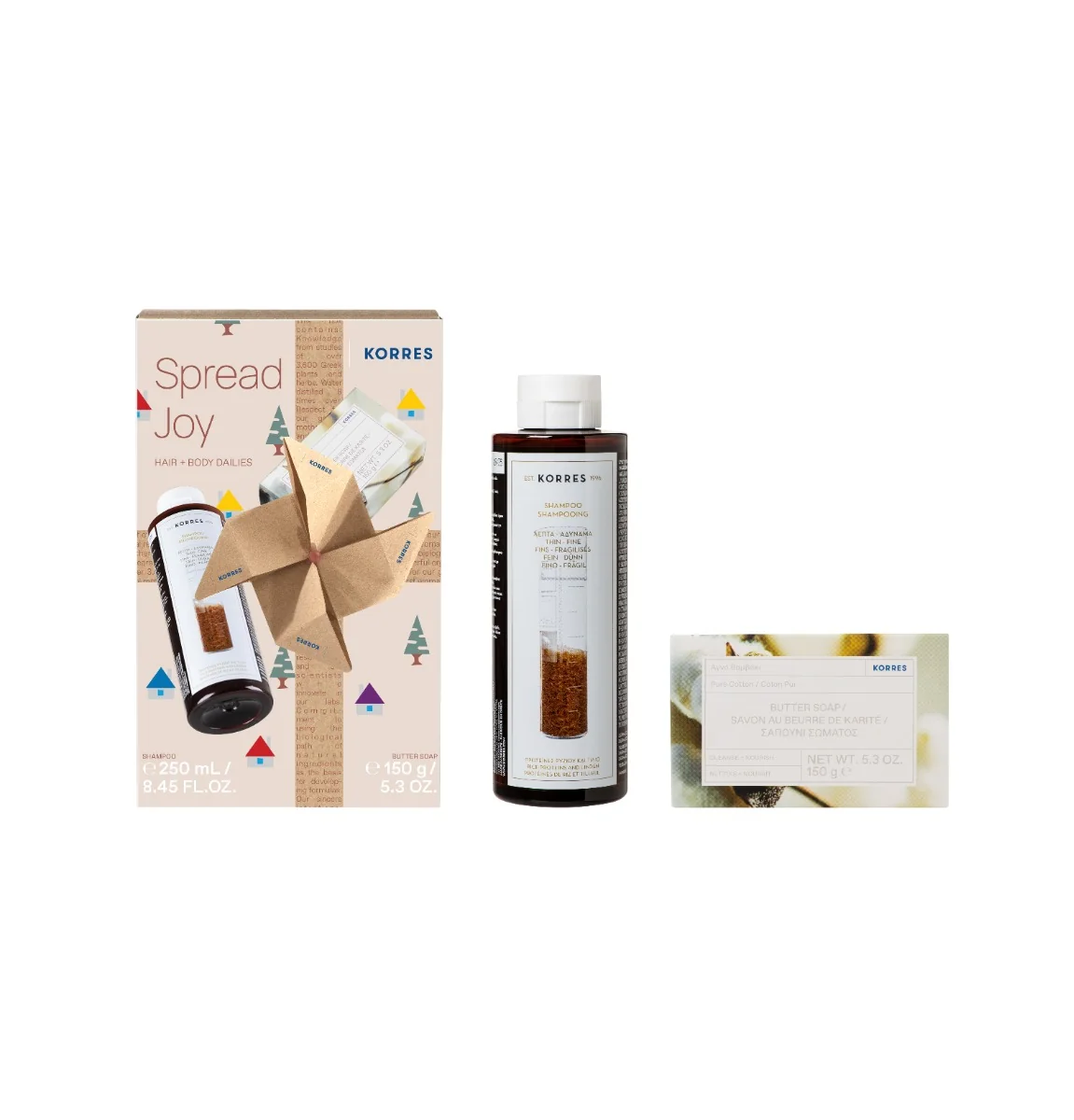 Pachet sampon + sapun Rice & Linden, 250ml + 150g, Korres