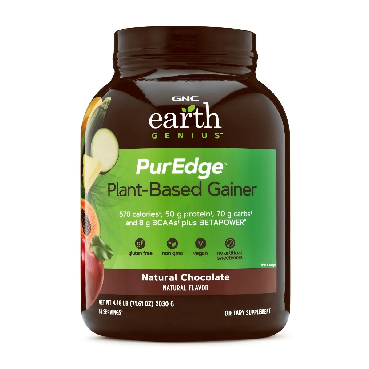 Proteina vegetala vegana cu aroma de ciocolata Earth Genius PurEdge Plant-Based, 2030g, GNC