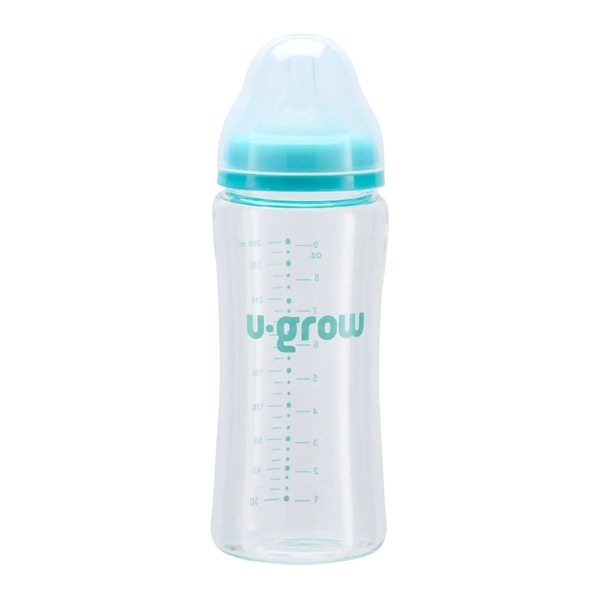 Pachet Biberon de sticla 260ml + Tentine 2 bucati, U-Grow