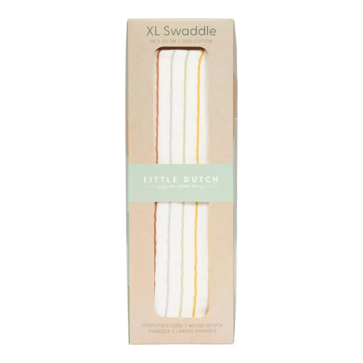 Muselina din bumbac 120cm x 120cm Sunny Stripes, 1 bucata, Little Dutch