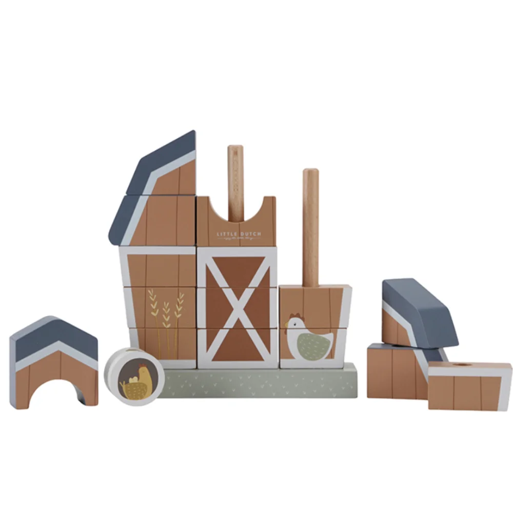 Jucarie din lemn pentru stivuire - hambar Little Farm, 1 bucata, Little Dutch