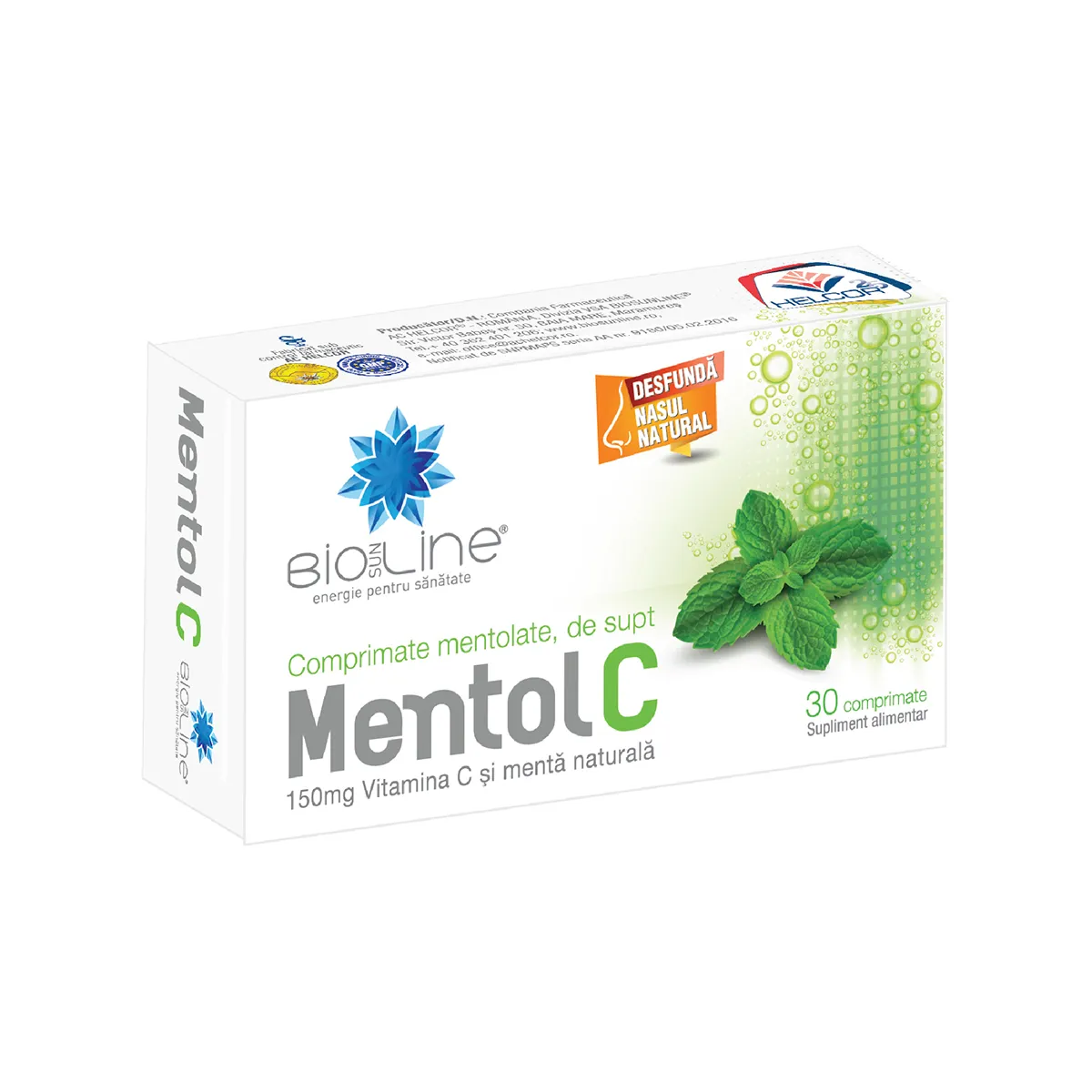 Mentol C, 30 comprimate, BioSunLine
