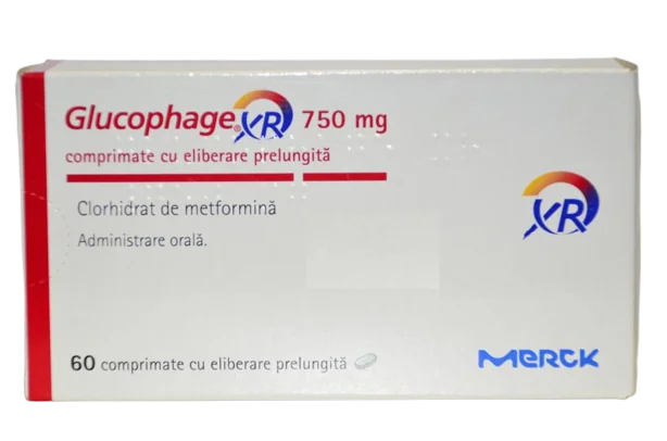 Glucophage XR 750mg, 60 comprimate cu eliberare prelungita, Merck