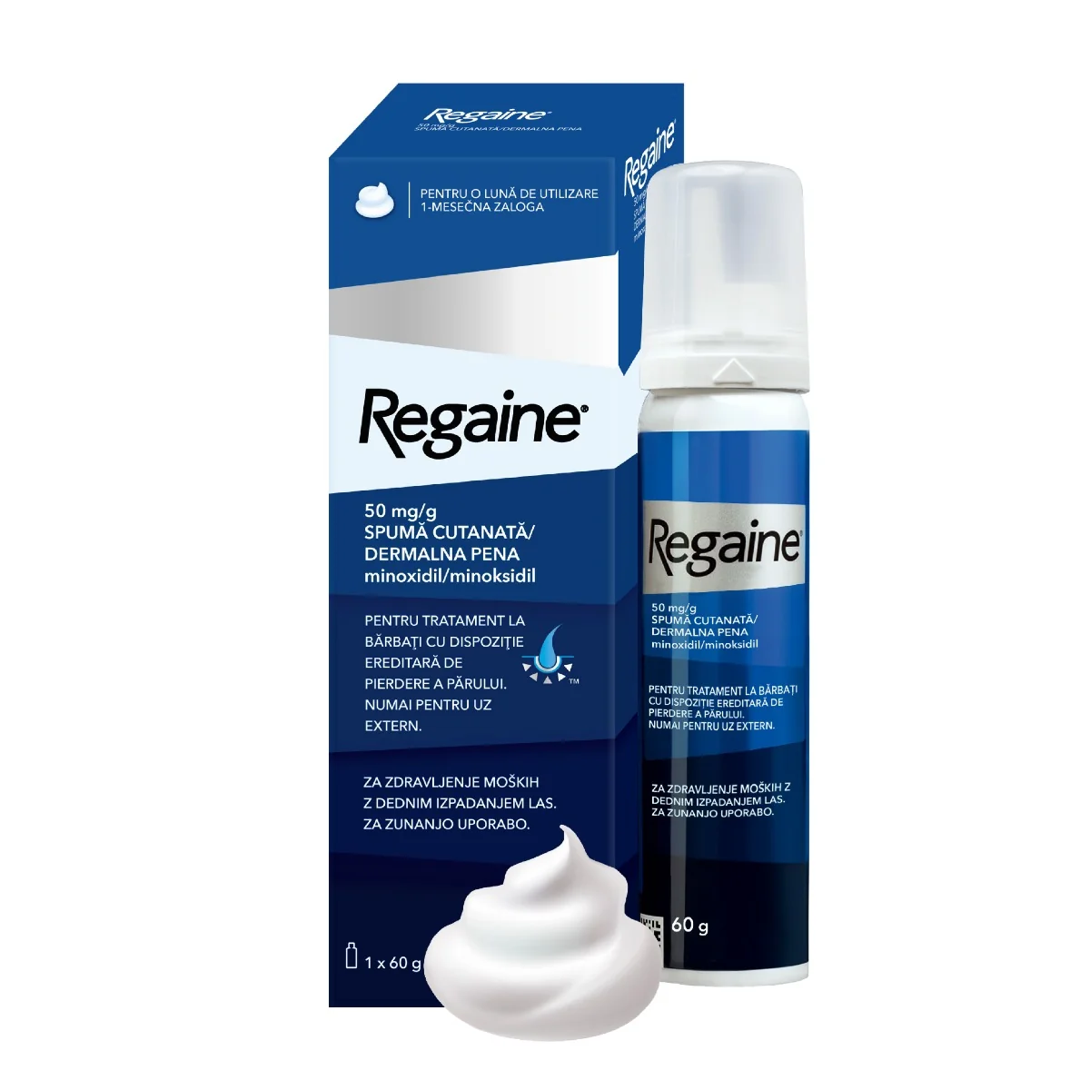 Regaine spuma cutanata impotriva caderii parului 50 mg/g, 60 gr, Johnson&Johnson