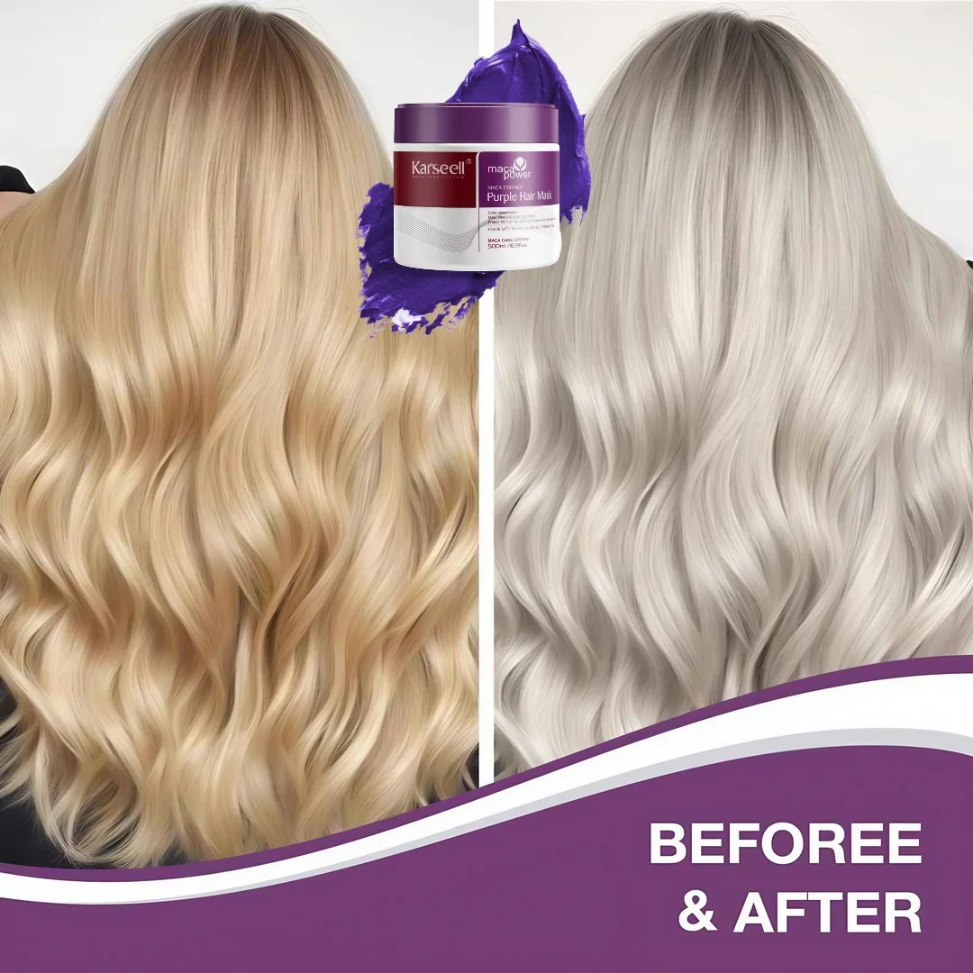 Masca pentru par blond Maca Essence Purple, 500ml, Karseell