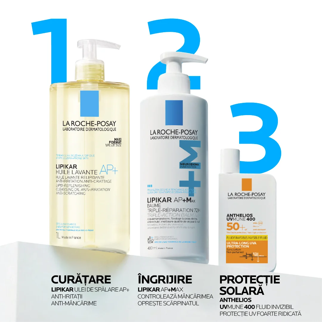 Rutina in 3 pasi La Roche-Posay cu Lipikar si Anthelios pentru ingrijirea pielii Rutina in 3 pasi La Roche-Posay cu Lipikar si Anthelios pentru ingrijirea pielii