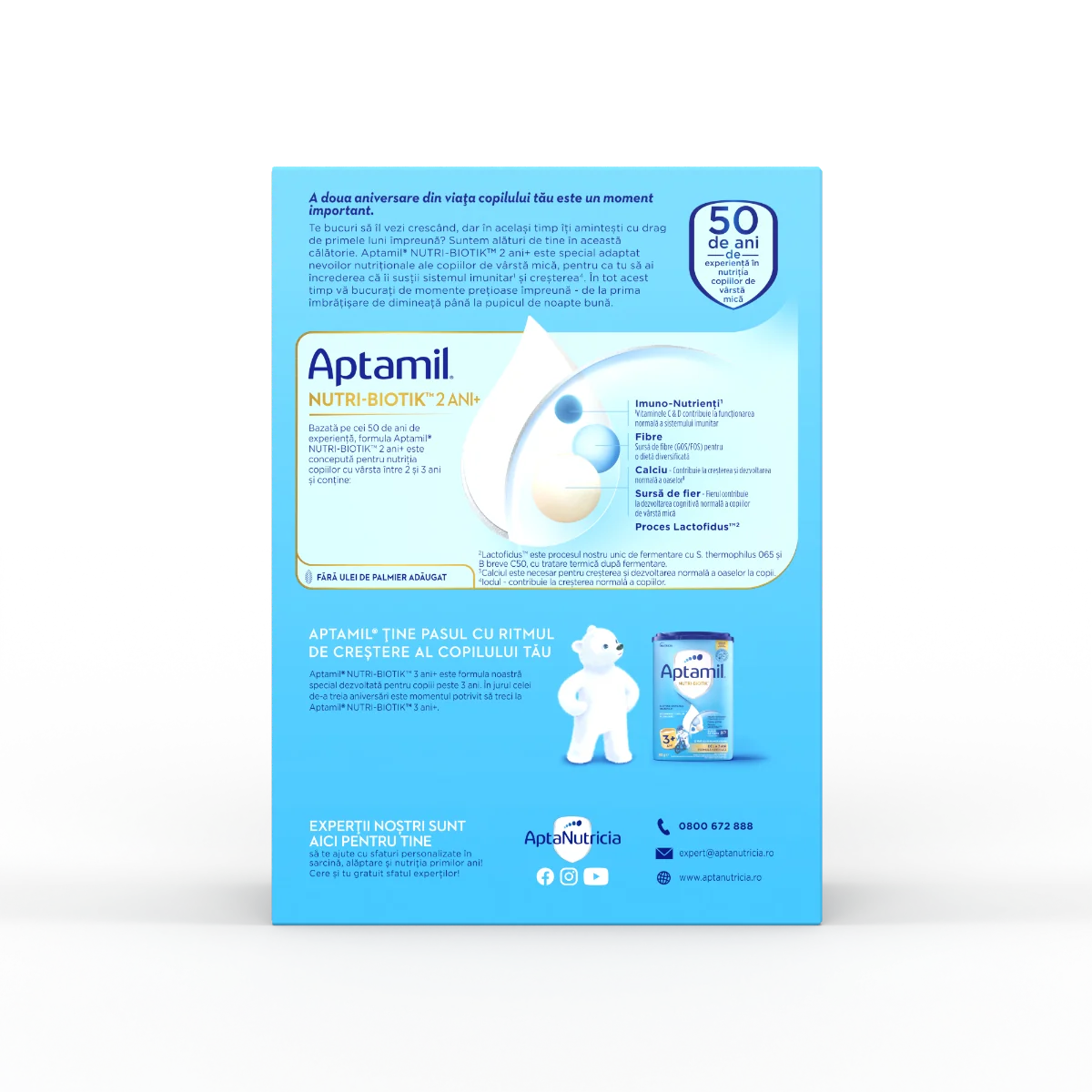 Formula de lapte pentru copii de varsta mica 2-3 ani NUTRI-BIOTIK 2+, 1200g, Aptamil