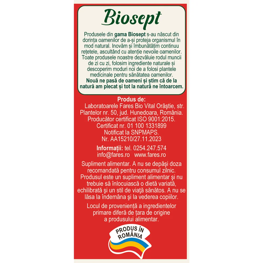 Biosept Protect A34, 20 dropsuri, Fares