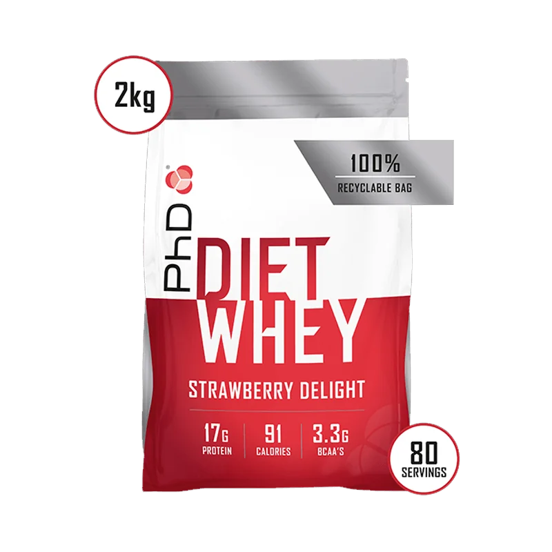 Pudra proteica cu aroma de capsuni Diet Whey, 2kg, PhD