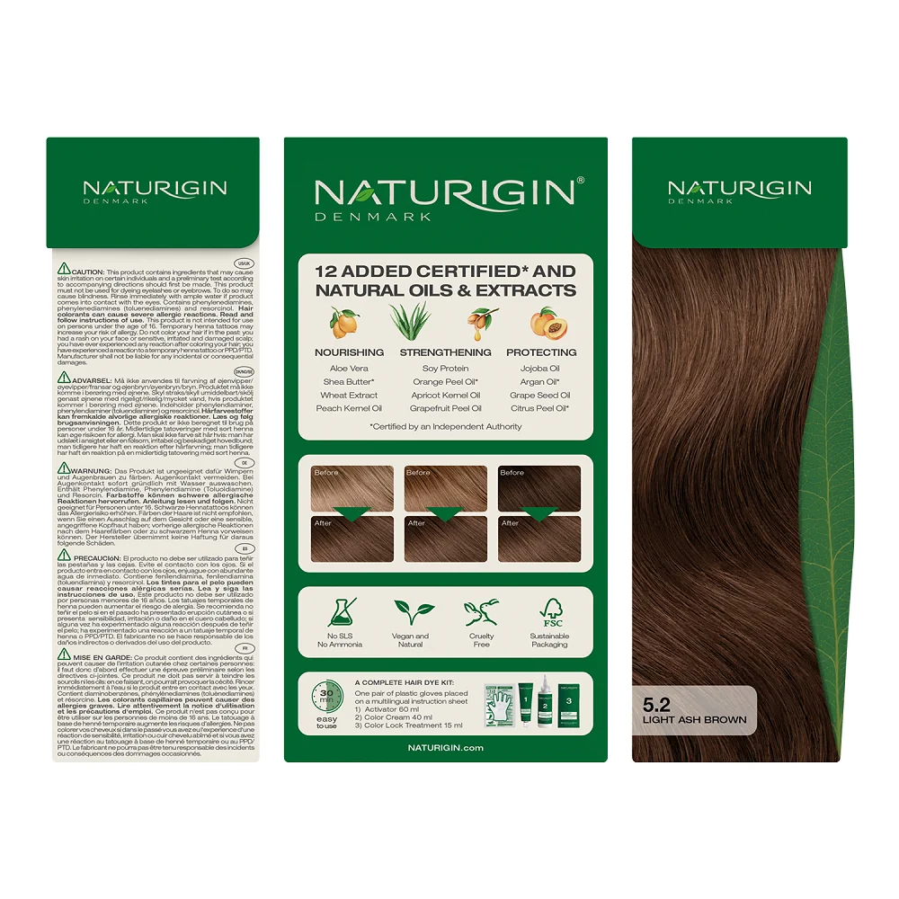 Vopsea de par Light Ash Brown 5.2, 115ml, Naturigin