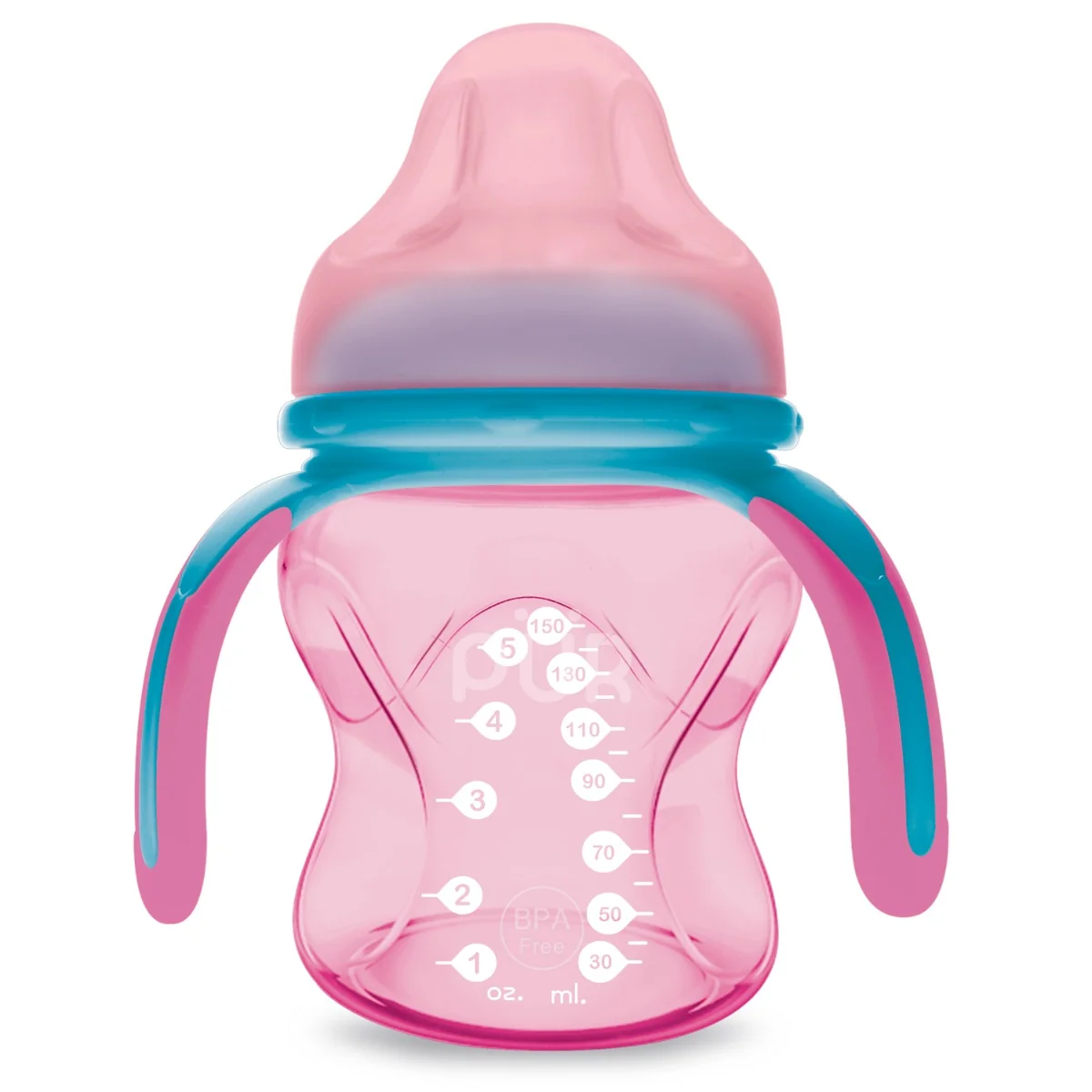 Cana cu prindere multipla +6 luni Roz, 150ml, PUR