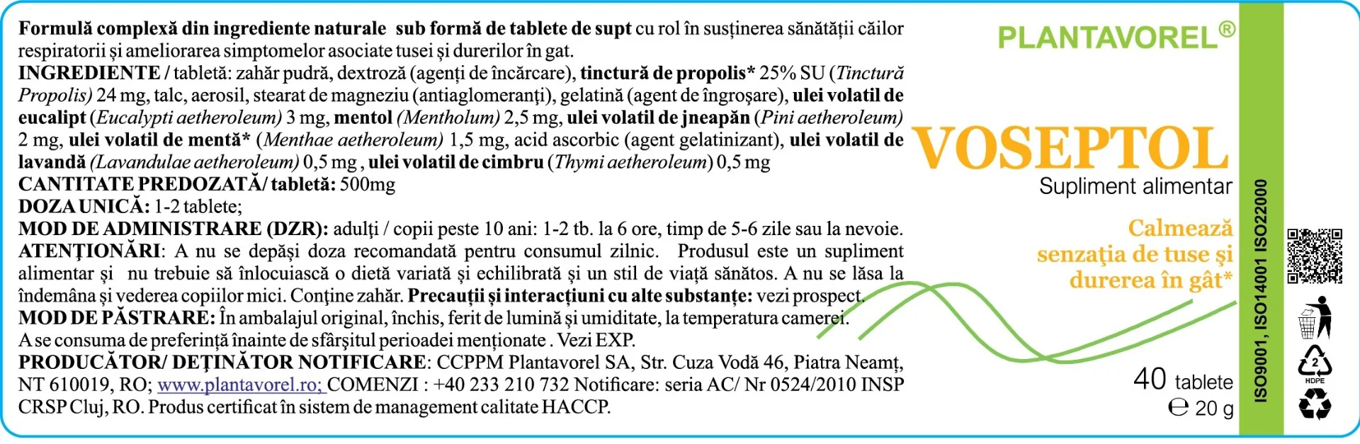 Voseptol V, 40 tablete, Plantavorel