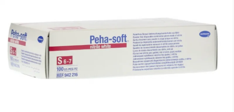 Manusi nepudrate din nitril Peha Soft albe marimea S, 100 bucati, Hartman