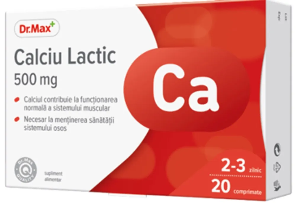 Dr. Max Calciu lactic, 20 comprimate