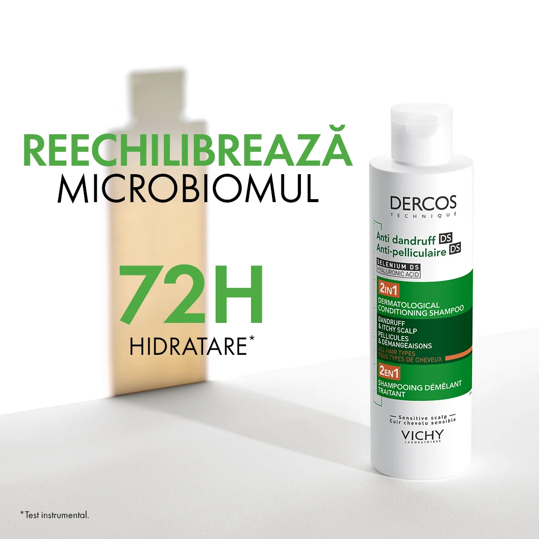 Sampon si balsam 2 in 1 anti-matreata pentru toate tipurile de par Dercos, 200ml, Vichy