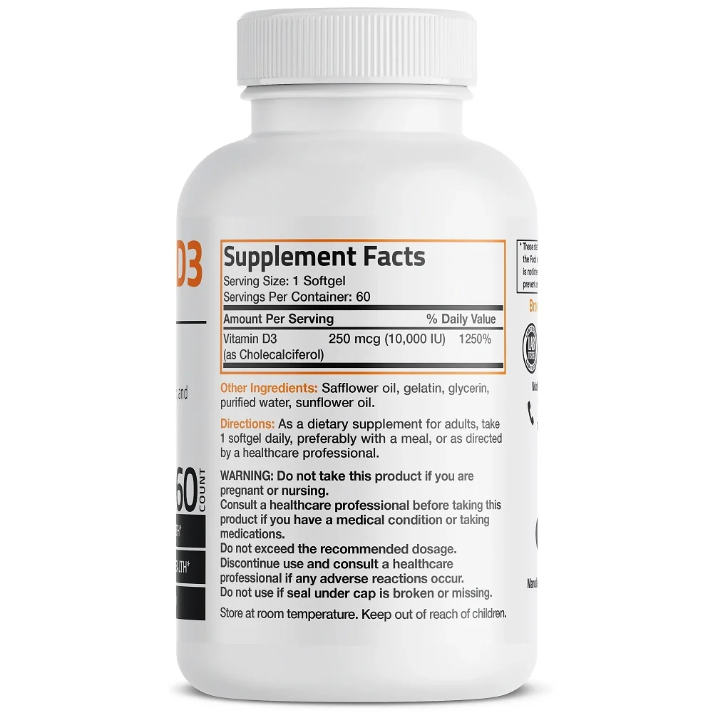 Vitamina D3 10000UI, 60 capsule, Bronson Laboratories
