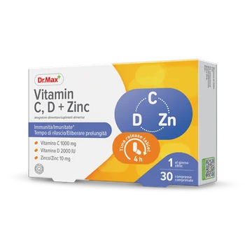 Dr. Max Vitamina C, D + Zinc, 30 comprimate