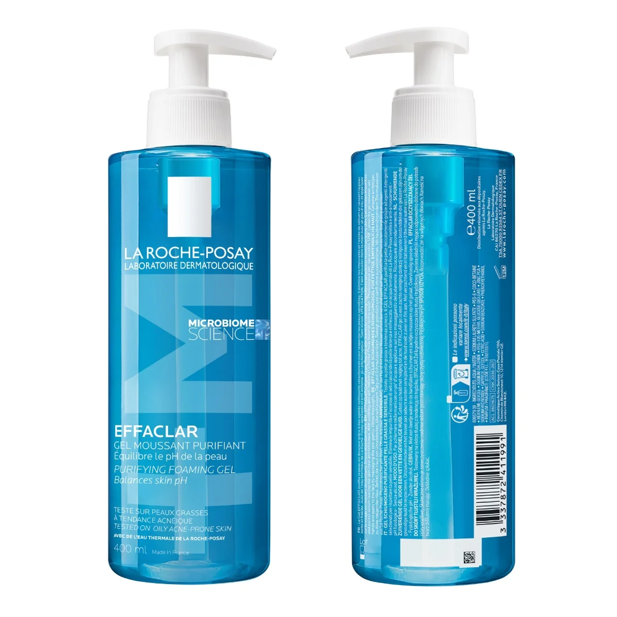 Gel spumant de curatare purifiant pentru ten gras cu tendinta acneica Effaclar +M, 400ml, La Roche-Posay