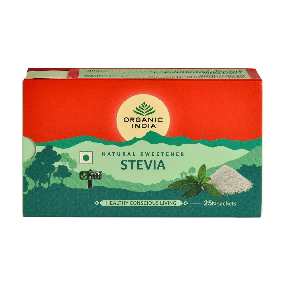 Indulcitor Natural Stevie Hipocaloric, 25 plicuri, Organic India 