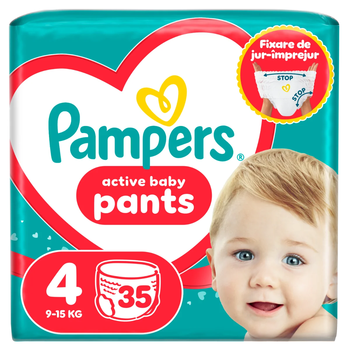 Scutece chilotel Pants Marimea 4 pentru 9-15kg, 35 bucati, Pampers