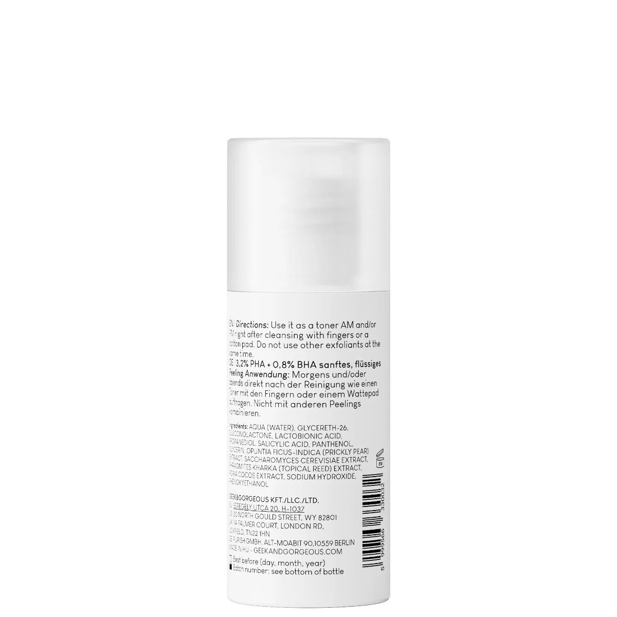 Lotiune exfolianta 4% PHA+BHA, 30ml, Geek&Gorgeous