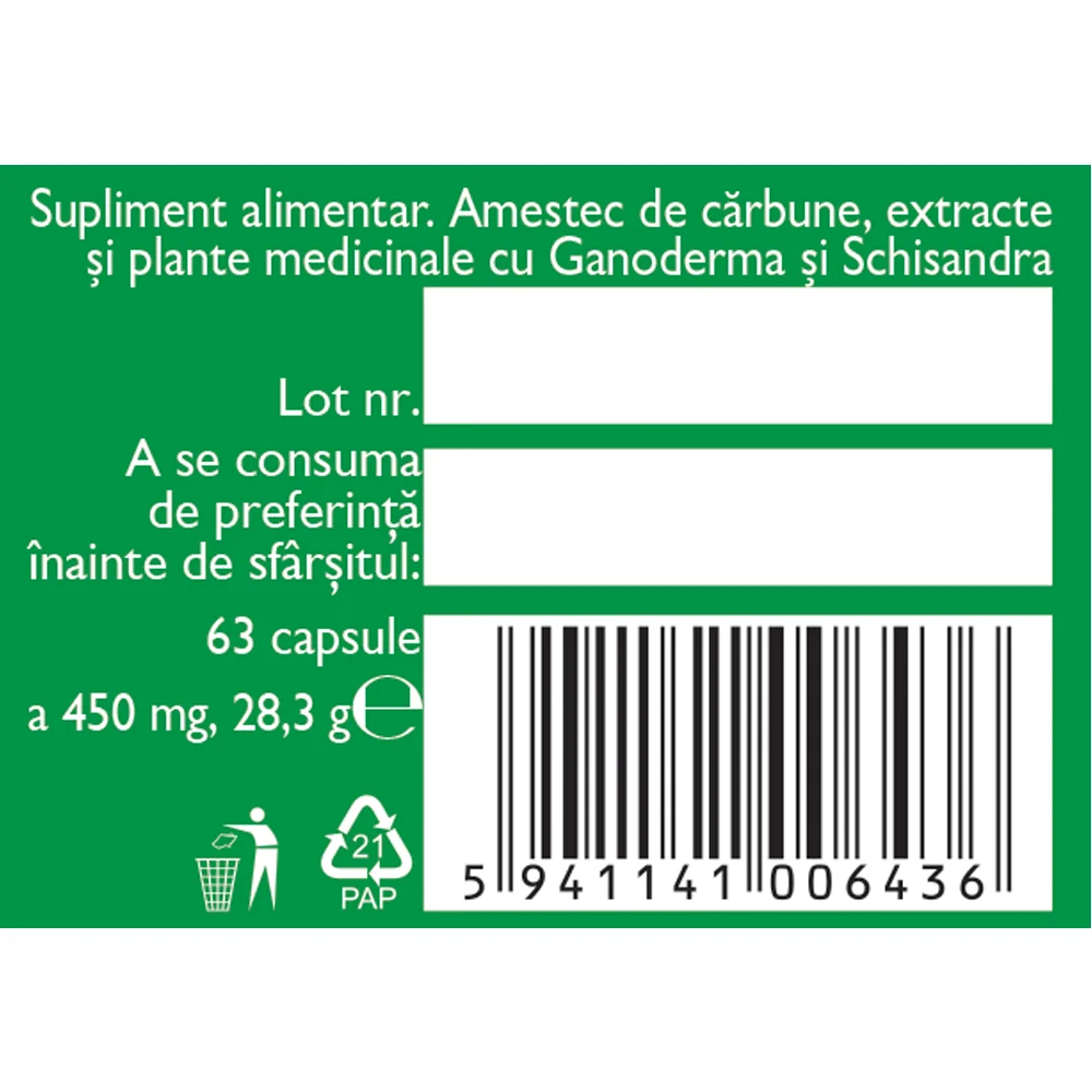 Detoxifiant cu ganoderma, 63 capsule, Fares