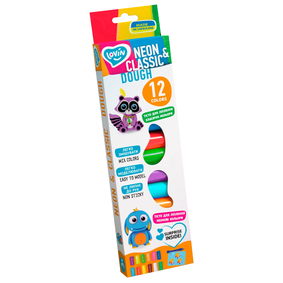 Set plastilina Lovin Neon&Classic Dough, 12 x15g, Oktoclay