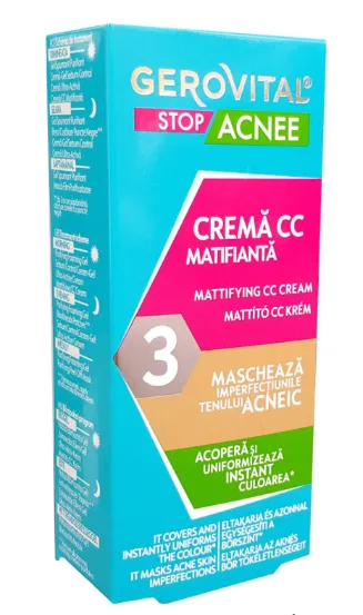 Crema CC matifianta Stop Acnee, 30ml, Gerovital