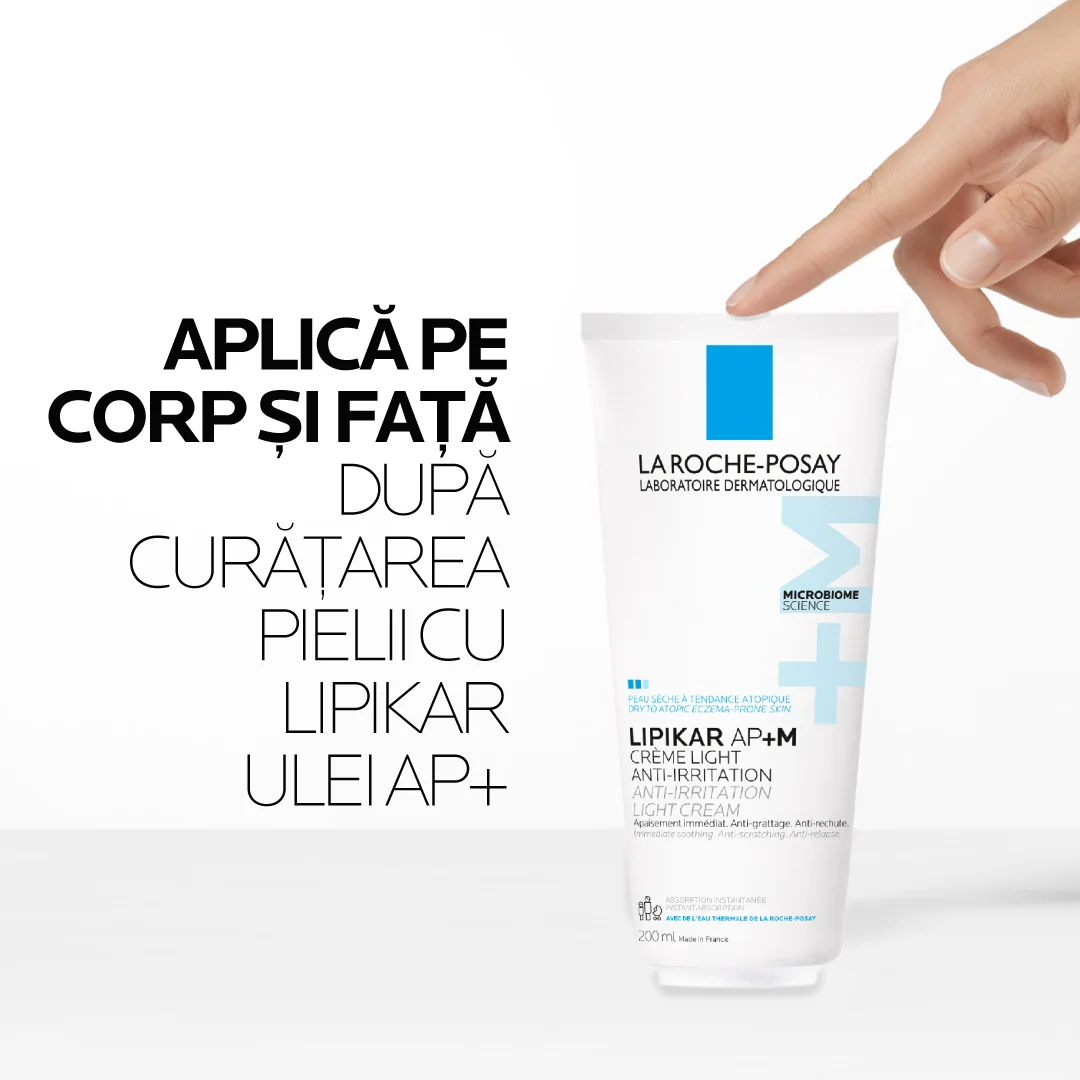 Balsam cu absorbtie rapida si tripla actiune impotriva puseurilor de uscaciune a pielii Lipikar Light AP+M, 200ml, La Roche Posay